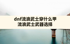 dnf流浪武士穿什么甲,流浪武士武器选择