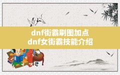 dnf街霸刷图加点,dnf女街霸技能介绍