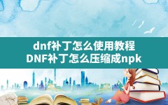 dnf补丁怎么使用教程(DNF补丁怎么压缩成npk)