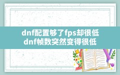 dnf配置够了fps却很低,dnf帧数突然变得很低