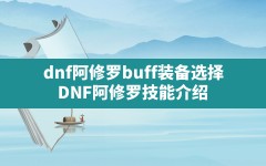 dnf阿修罗buff装备选择,DNF阿修罗技能介绍