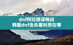 dnf阿拉德谋略战(韩服dnf击杀塞利昂在哪)