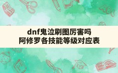 dnf鬼泣刷图厉害吗(阿修罗各技能等级对应表)