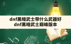 dnf黑暗武士带什么武器好,dnf黑暗武士巅峰版本