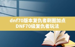 dnf70版本复仇者刷图加点(DNF70级复仇者玩法)