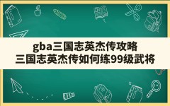 gba三国志英杰传攻略(三国志英杰传如何练99级武将)