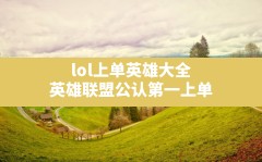 lol上单英雄大全,英雄联盟公认第一上单