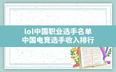 lol中国职业选手名单,中国电竞选手收入排行