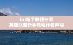 lol新手教程在哪,英雄联盟新手教程作者声明