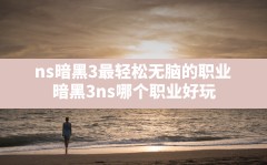 ns暗黑3最轻松无脑的职业(暗黑3ns哪个职业好玩)