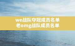 we战队夺冠成员名单(老omg战队成员名单)